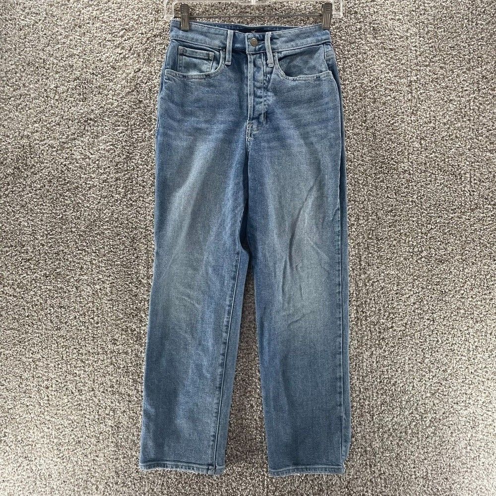 Hollister High-Rise Straight Leg Jeans - Light to Medium Blue Wash
